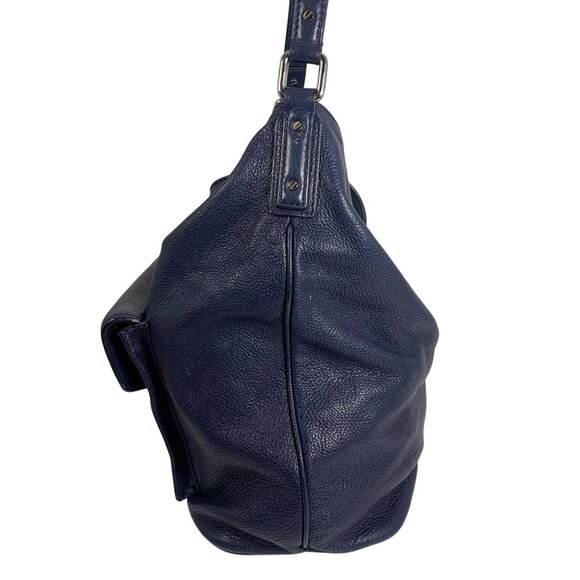 Bolsa Marc By Marc Jacobs Navy Leather Hobo Bag Front Pocket Silver Hardware - Picture 5 of 14